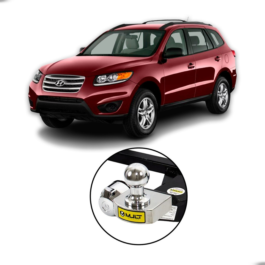 Engate Reboque Fixo Mult Hyundai Santa Fé GLS 4x4 com Bola 50mm Tomada Elétrica Capa Protetora Plaqueta Técnica