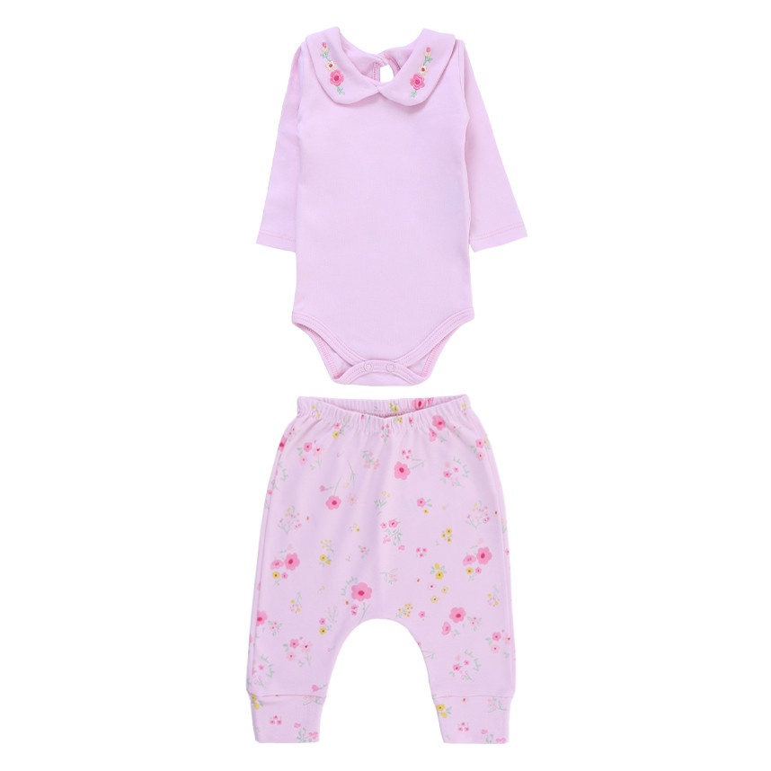 Conjunto KiKo Baby Body com Gola Bordada e Calça em Oferta na Shopee