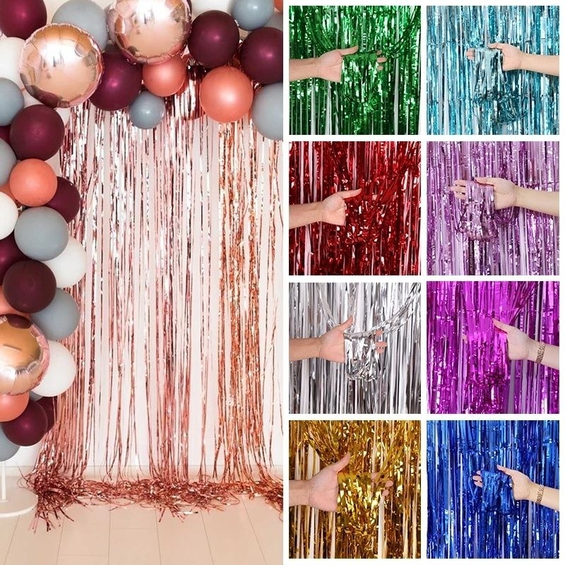 Cortina Metalizada Fita 1 X 2m Decoração Para Festas em Oferta na Shopee