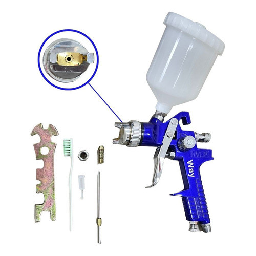 ImportWay Iwpphvlp-1b Pistola Pintura Gravidade Hvlp 1 Bico 1.4mm Caneca 600ml Azul