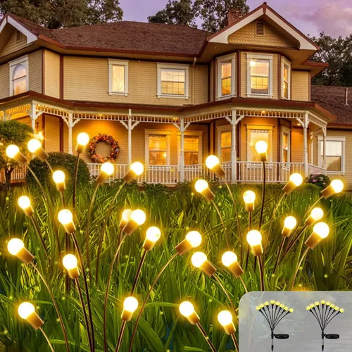 Luz De Led Jardim Efeito Vagalume via Energia Solar Natal Mágico 12 luzes LEDS branco quente