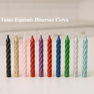 Velas Espirais Coloridas para Aniversário -KIT com 8 l 16 l 24 Unidades - Silver Plastic em Oferta na Shopee