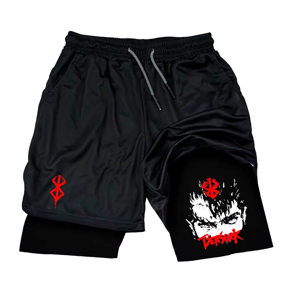 Short 2 em 1 Berserk Mangá Anime Japonês Proteção UV e Compressão Bermuda Academia Corrida Moda em Oferta na Shopee