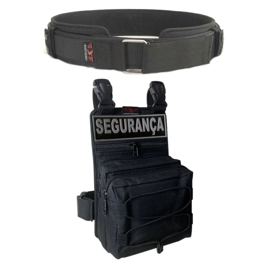 Kit Segurança Bornal Com Bolso Duplo + Cinto T4tico Força Nacional + Emborrachado (Patch) Desert Coldres