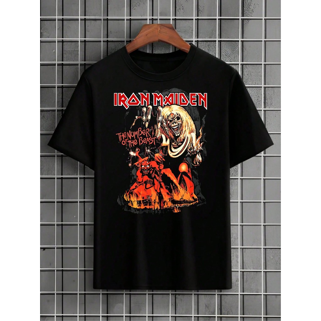 Camiseta Iron Maden Rock Banda Internacional The Number OldSkull Caveira Camisa  Unissex Masculino Feminino   Streetwear