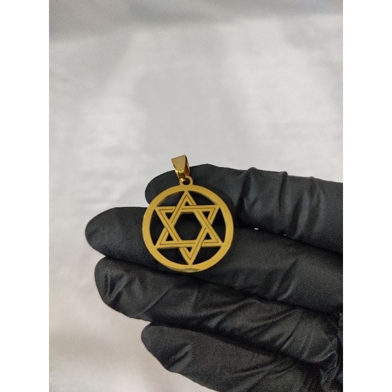 Pingente Hexagrama Estrela de Davi Aço Inoxidável Dourado