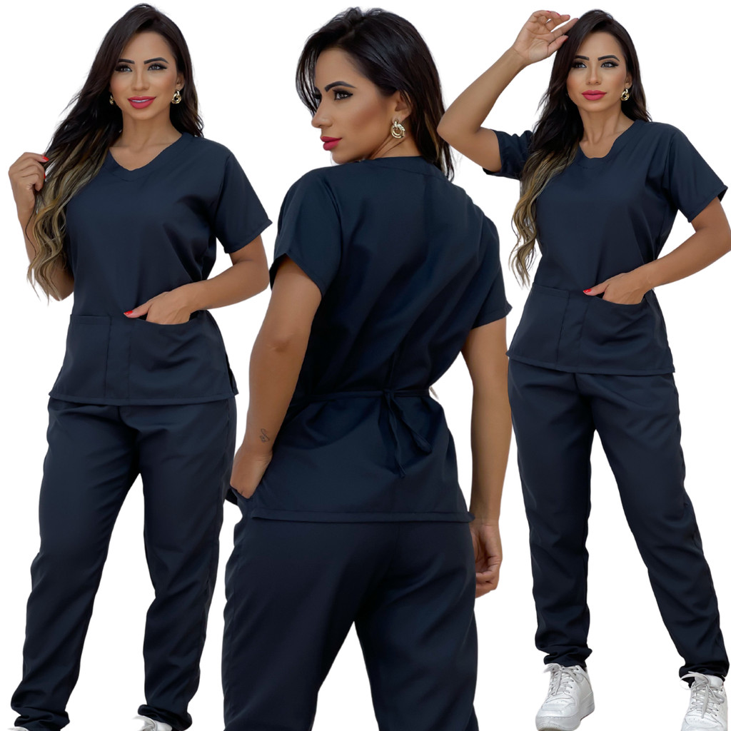 Scrub Unissex Camisa + Calça com Bolsos - Uniforme Profissional Não Amassa Seca Rápido Scrub Unissex Camisa + Calça com Bolsos - Uniforme Profissional Não Amassa Seca Rápido