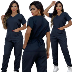 Scrub Unissex Camisa + Calça com Bolsos - Uniforme Profissional Não Amassa Seca Rápido