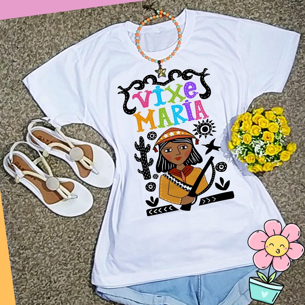 T-shirt Camisa Feminina Blusa VIXE MARIA SERTÃO MARIA BONITA São João Baby look camiseta Tshirt