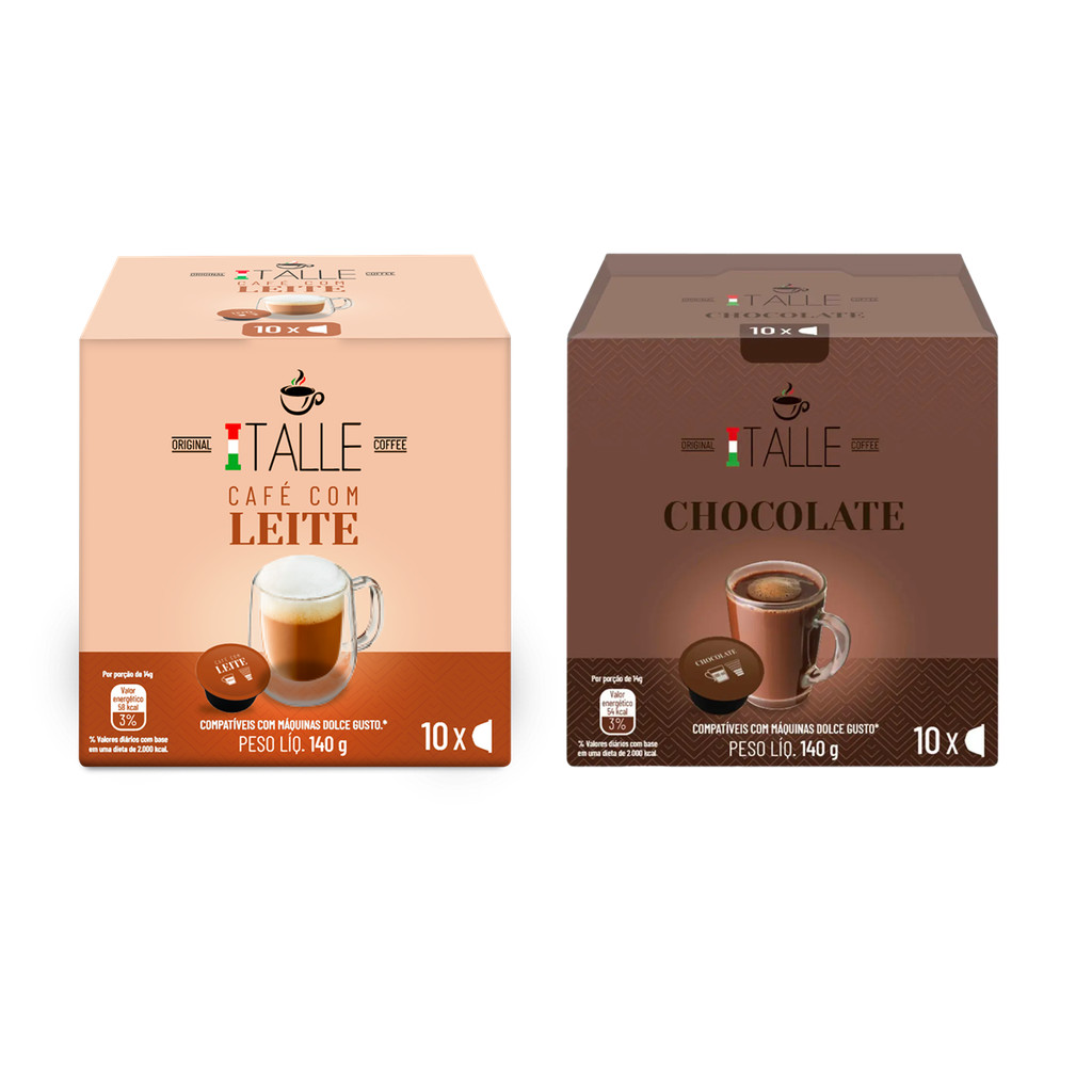 Cápsula Dolce Gusto Café com leite e Chocolate Café Italle 20 Und em Oferta na Shopee