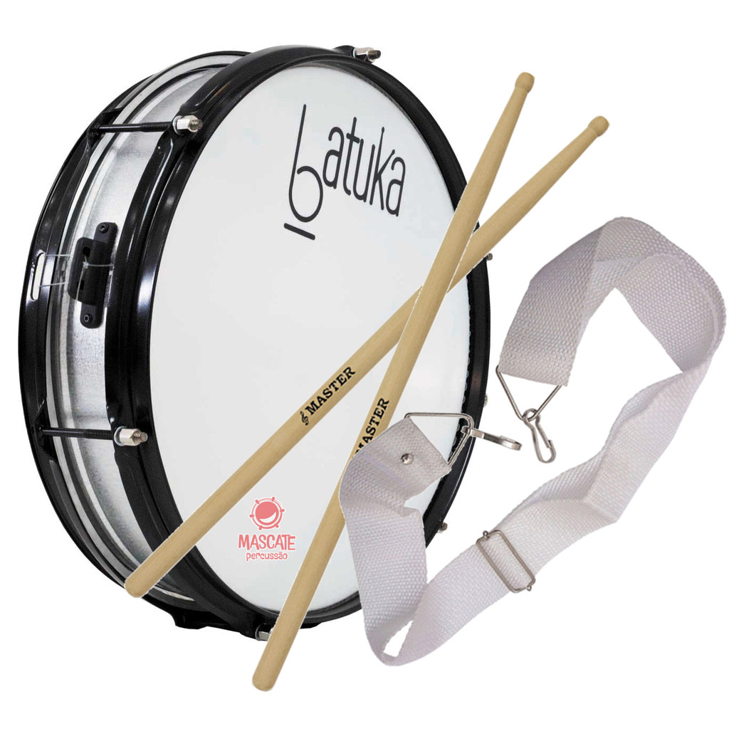 Kit Tarol Batuka 14 Pol 6cm Caixa de Guerra / Repique + Talabarte Baquetas