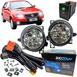 KIT FAROL DE MILHA VW GOL PARATI SAVEIRO VOLKSWAGEN G4 2006 2007 2008 2009 COM BOTAO MODELO ORIGINAL