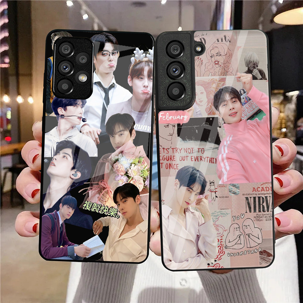 Astro Kpop Cha EunWoo Capa De Telefone De Vidro Temperado Para Samsung Galaxy A10 A14 A16 A25 A35 A22 4G A32 A33 A34 A40