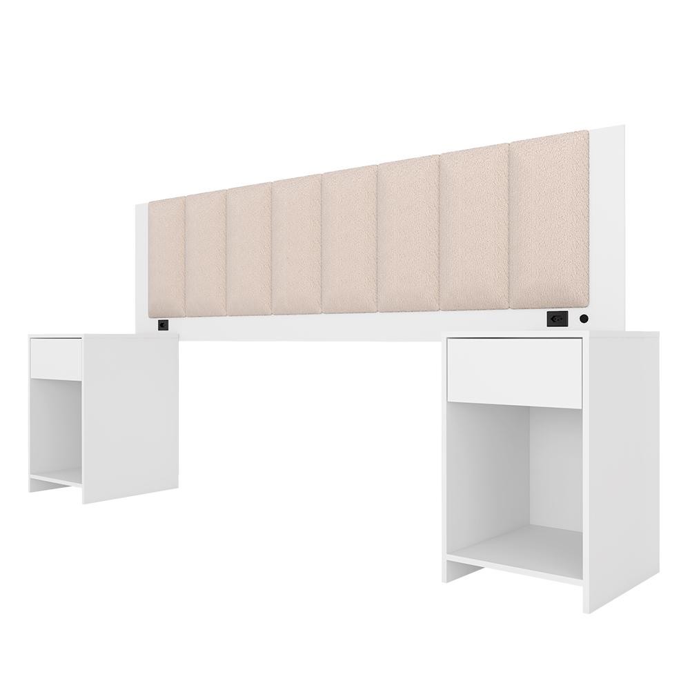 Cabeceira Estofada Cama Queen Deinze Com Led Bco/bouclé Off Whit - M.a em Oferta na Shopee