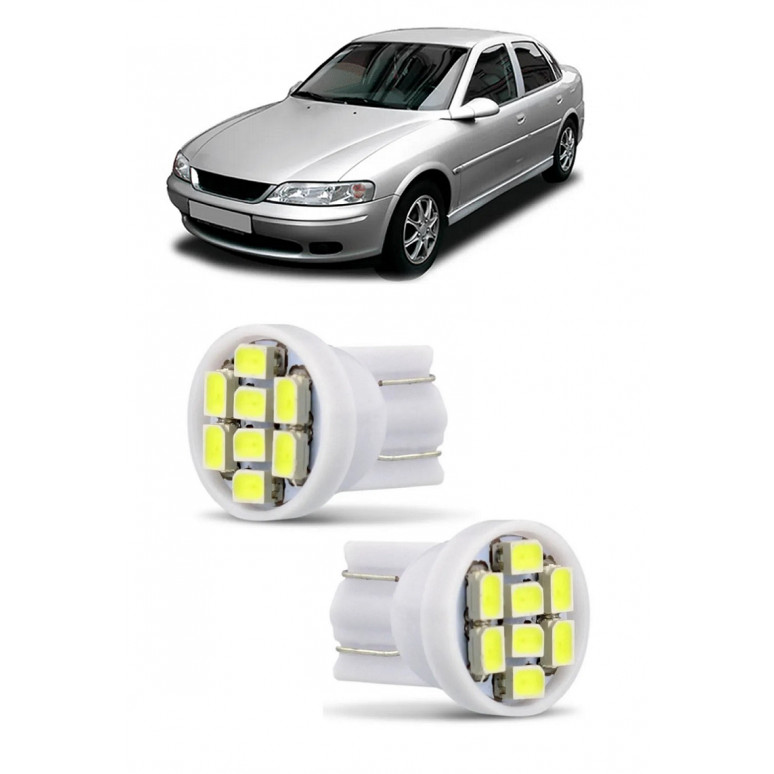 Par Lampada Pingo T10 8 LED Vectra Farol Teto Placa 5w