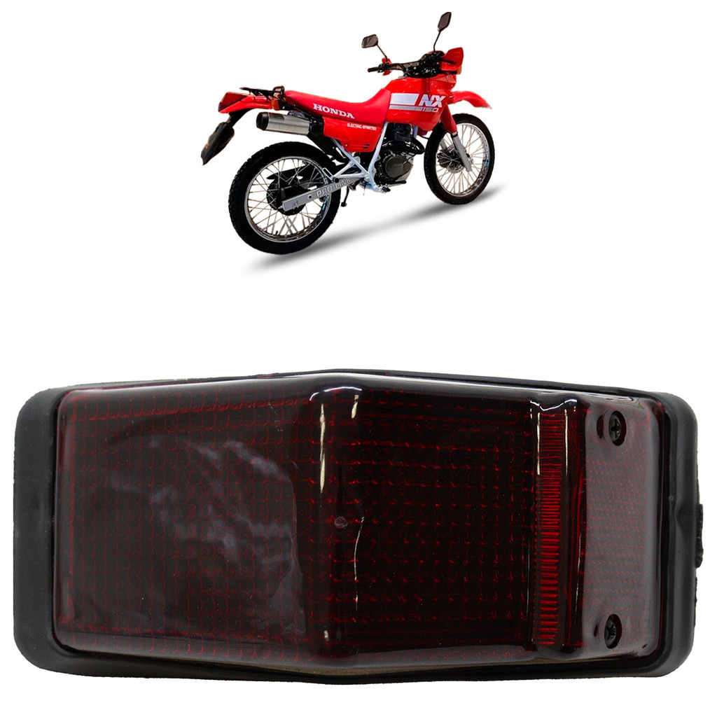 Lanterna Traseira XL 350R 1987 1988 1989 1990 Lente Vermelha Com Chicote Lente Estriada Acrílico