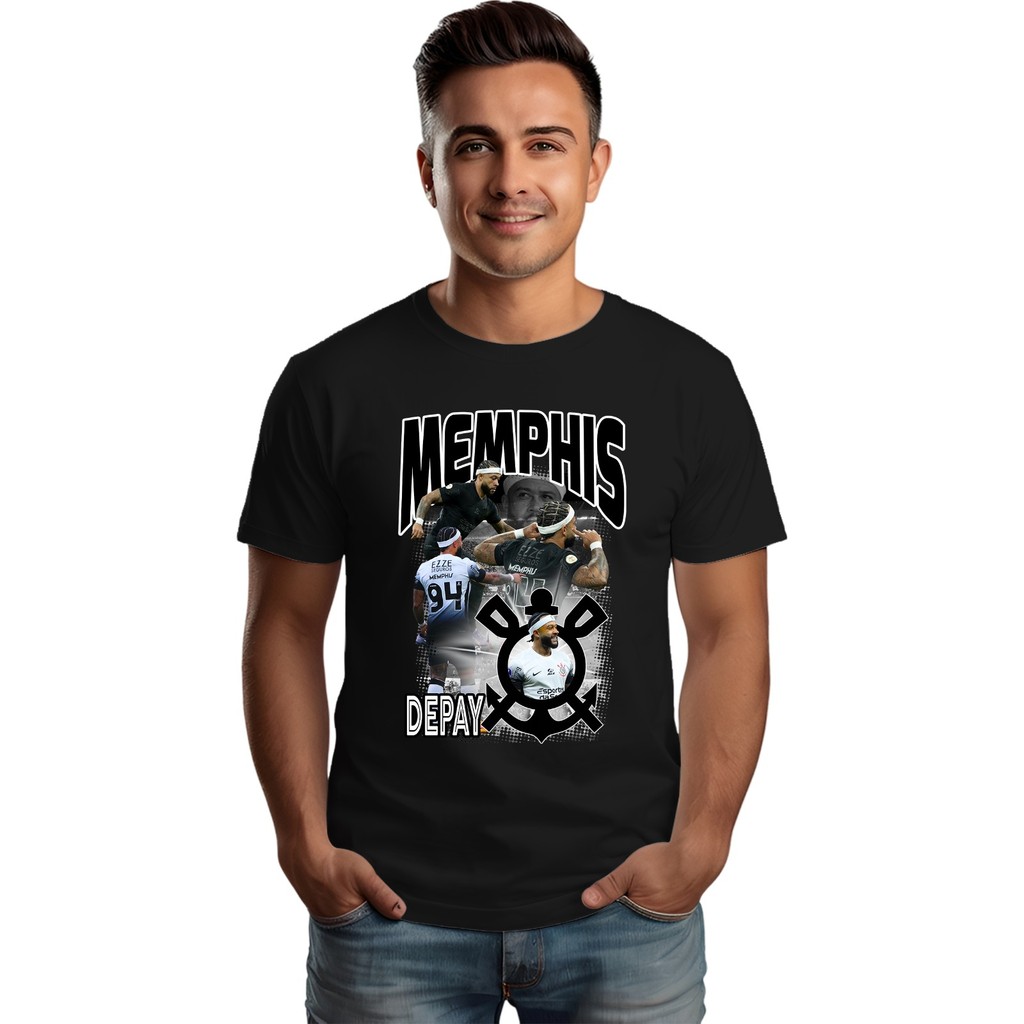 Camiseta Confortavel Algodão T-shirt Tecido Algodão Camisa Estampa Do Depay .Time Futebol Cr Jogador