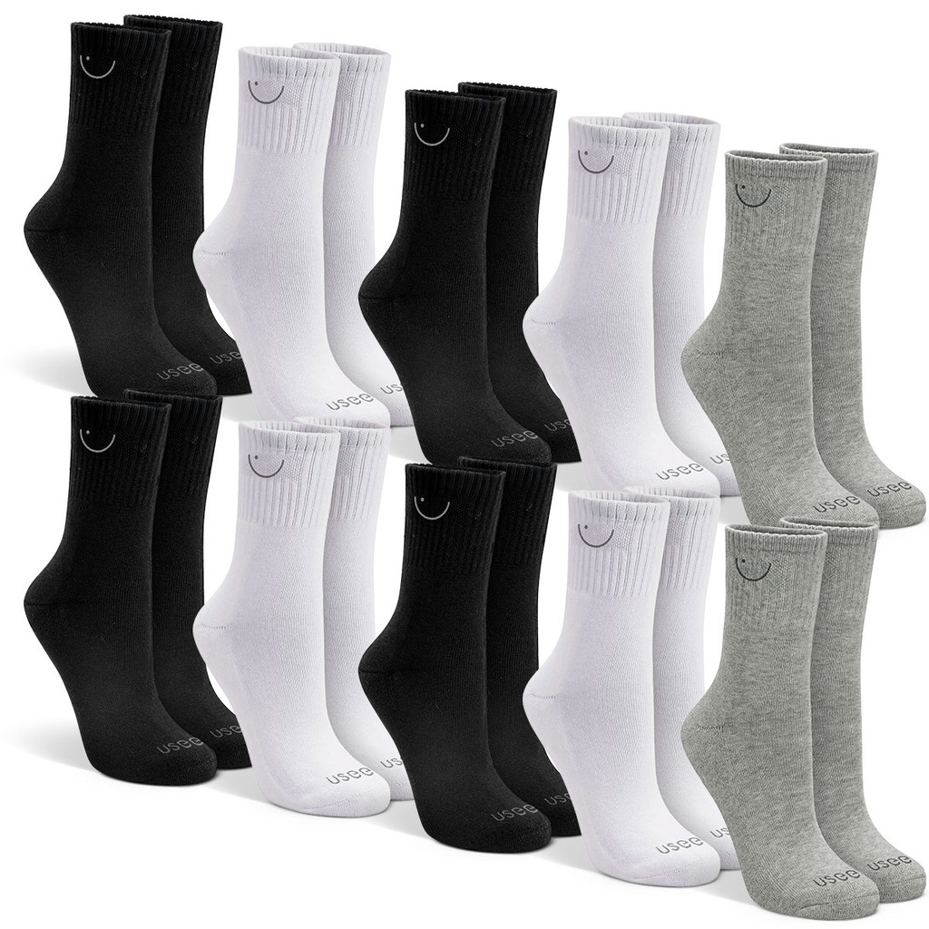 Kit com 10 Pares de Meias Cano Alto Algodão Unissex Usee Brasil