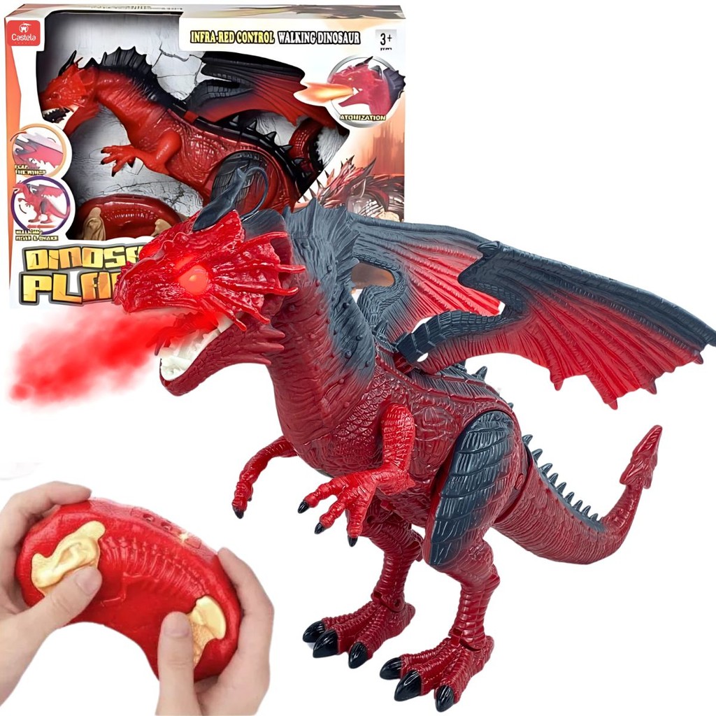 Dragão Vermelho Controle Remoto Anda C/ Luz Som E Solta Fumaça - Castela em Oferta na Shopee