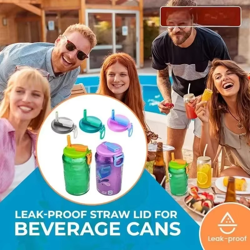 4 Pçs Tampas De Lata De Refrigerante Canudos De Silicone Pode Cobrir Para Bpa-Livre Reutilizável Jar Tampa Acessório Lat