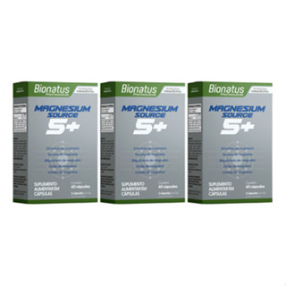 Kit 3 Magnesium Source Magnesio Puro 900mg 60caps Bionatus em Oferta na Shopee