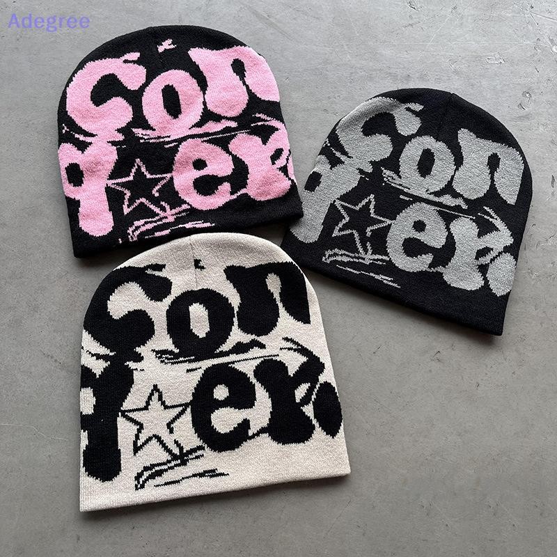Adegree Vintage Y2K Lã Acrílico Chapéu De Malha Feminino Gorro Inverno Quente Gorros Harajuku Hip Hop Casual Crânios Ao 
