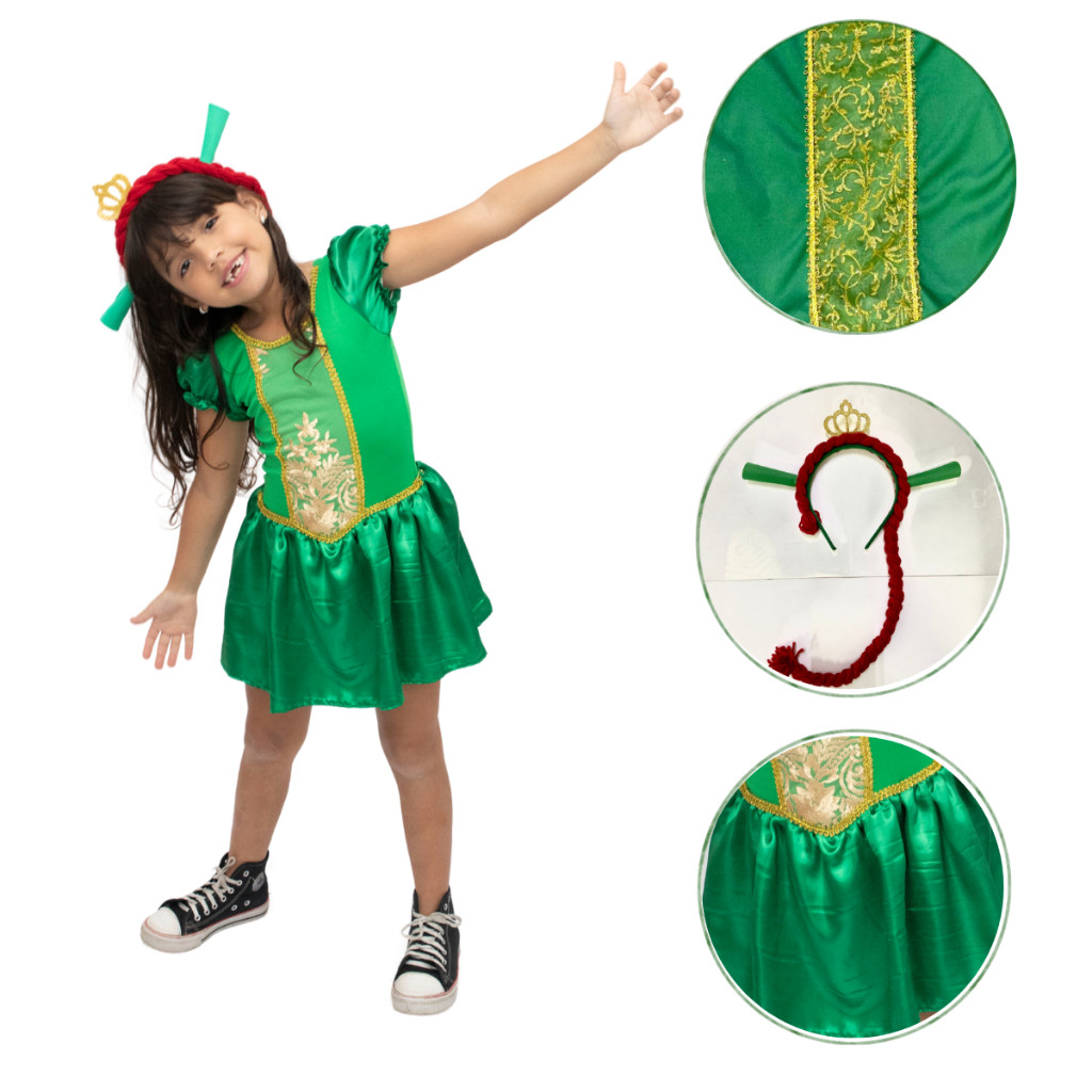 Fantasia Princesa Fiona Infantil - COSPLAY envio já