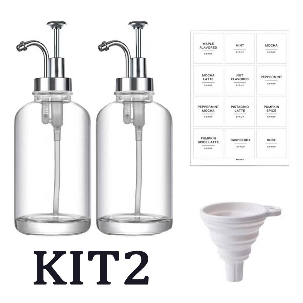 Kit 2 Dispensador De Xarope Para Café Transparente E Funcional