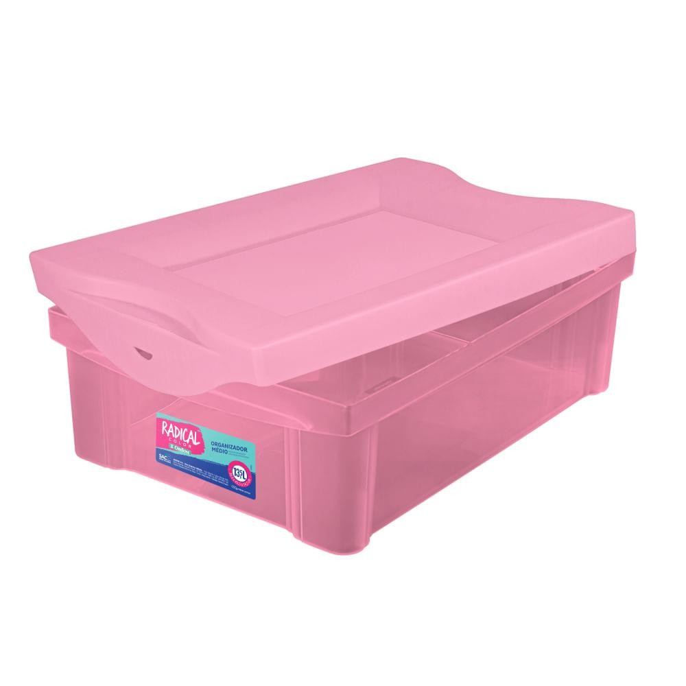 Caixa Organizadora Plástica Média Rosa 13,5L Radical Color Ordene em Oferta na Shopee