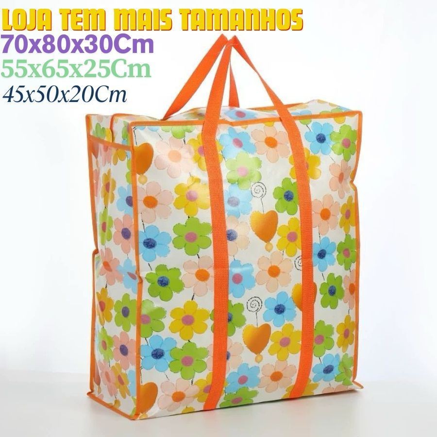 Sacola Sacolão 70x80x30Cm Ou 55x65x25Cm Ou 45x50x20Cm Sacoleira Bolsa Viagem Com Alça De Mão E Ziper