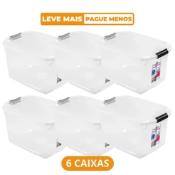 Kit 6 Caixas Organizadoras Transparentes 29L Flex Sanremo
