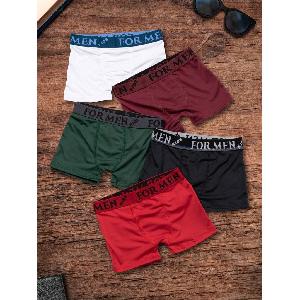 Kit 5 Cuecas Box Boxer Infantil Microfibra  liso CORES E/OU ESTAMPA SORTIDAS/ALEATÓRIA BELLUS em Oferta na Shopee