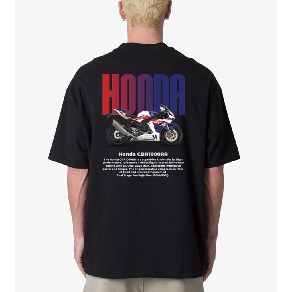 Camiseta Honda CBR1000RR Estampa Nas Costas Alta Performance Moto Branca Vermelha Azul Fãs de Corrida