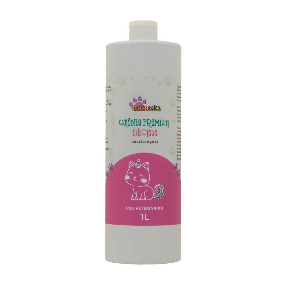 Colônia Premium Chiclete Tchuska Perfume Doce Frutal Duradouro Cachorros e Gatos Refil 1L