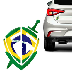 Adesivo Cristão Escudo Fe Brasil Emblema Resinado Cromado