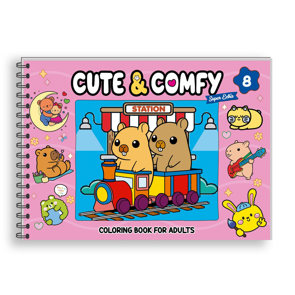 Cute & Comfy Super Extra Edição 08 - Livro de Colorir Adulto - Capa Dura Holográfica - Rosa