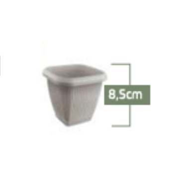 Vaso Quadrado com Prato Antidengue em Polipropileno Cinza Claro 0.5L - Usual Utilidades