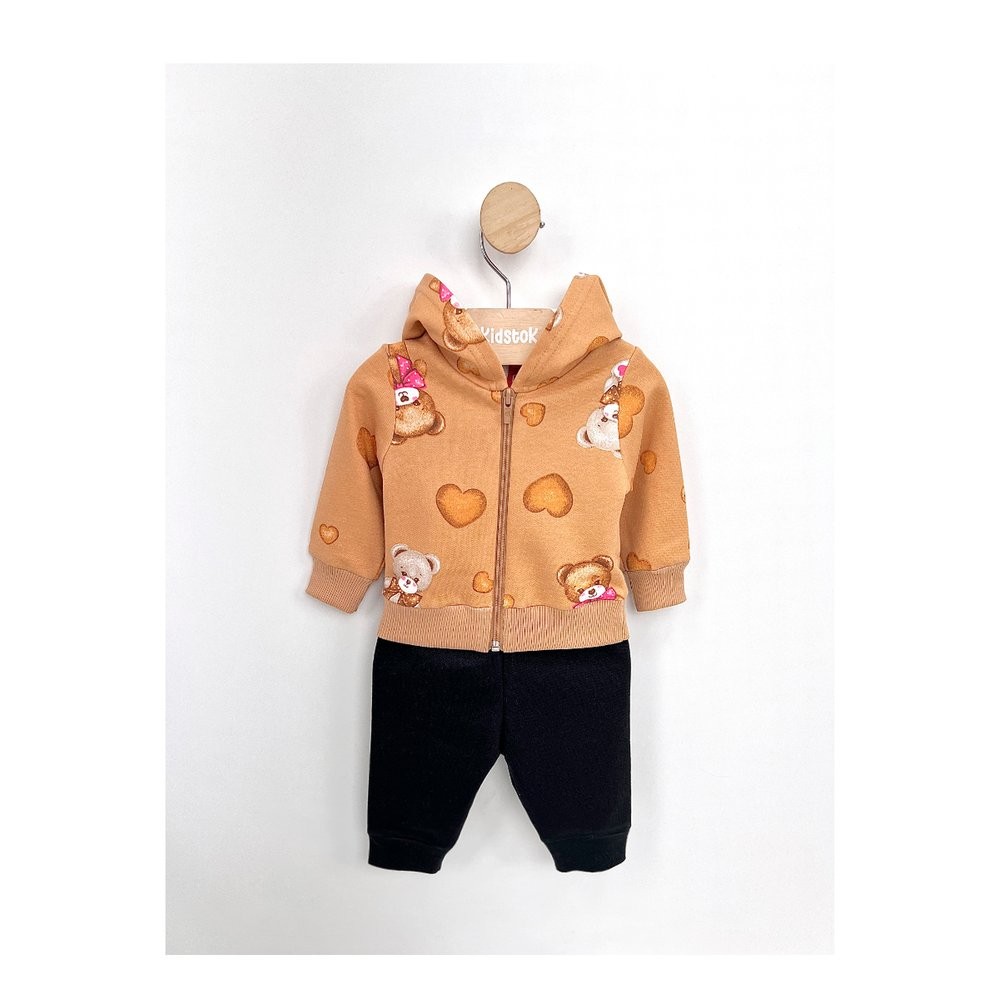 Conjunto Menina Jaqueta e Calça Moletom Flanelado Ursinho - Kyly - Baby & Kids Fashion