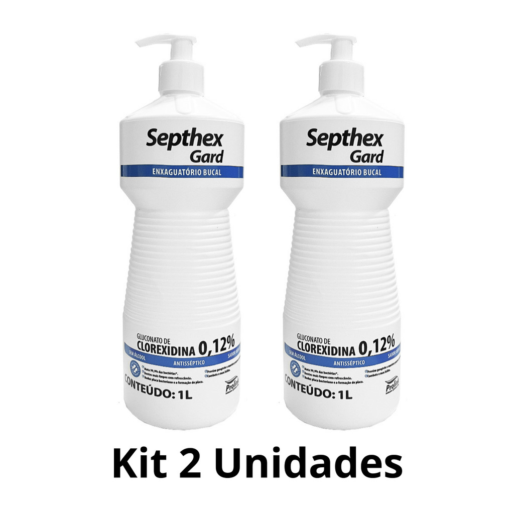 KIT 02 ENXAGUATORIO BUCAL CLOREXIDINA 0,12% SEPTHEX GARD 1L