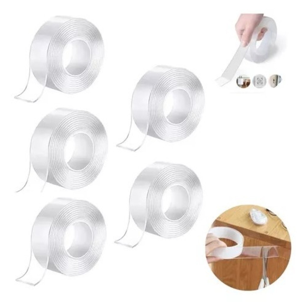 GGUAN KIT 5/10/12PCS Fita Dupla Face 3M Extra Forte Transparente NanoGel Silicone Mágica Adesiva Cola na Parede Móvel