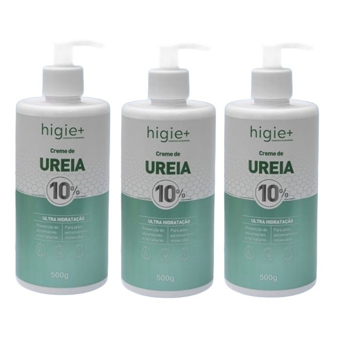 Kit 3x Creme Hidratante Uréia 10% Ultra Hidrat 500g Higie+
