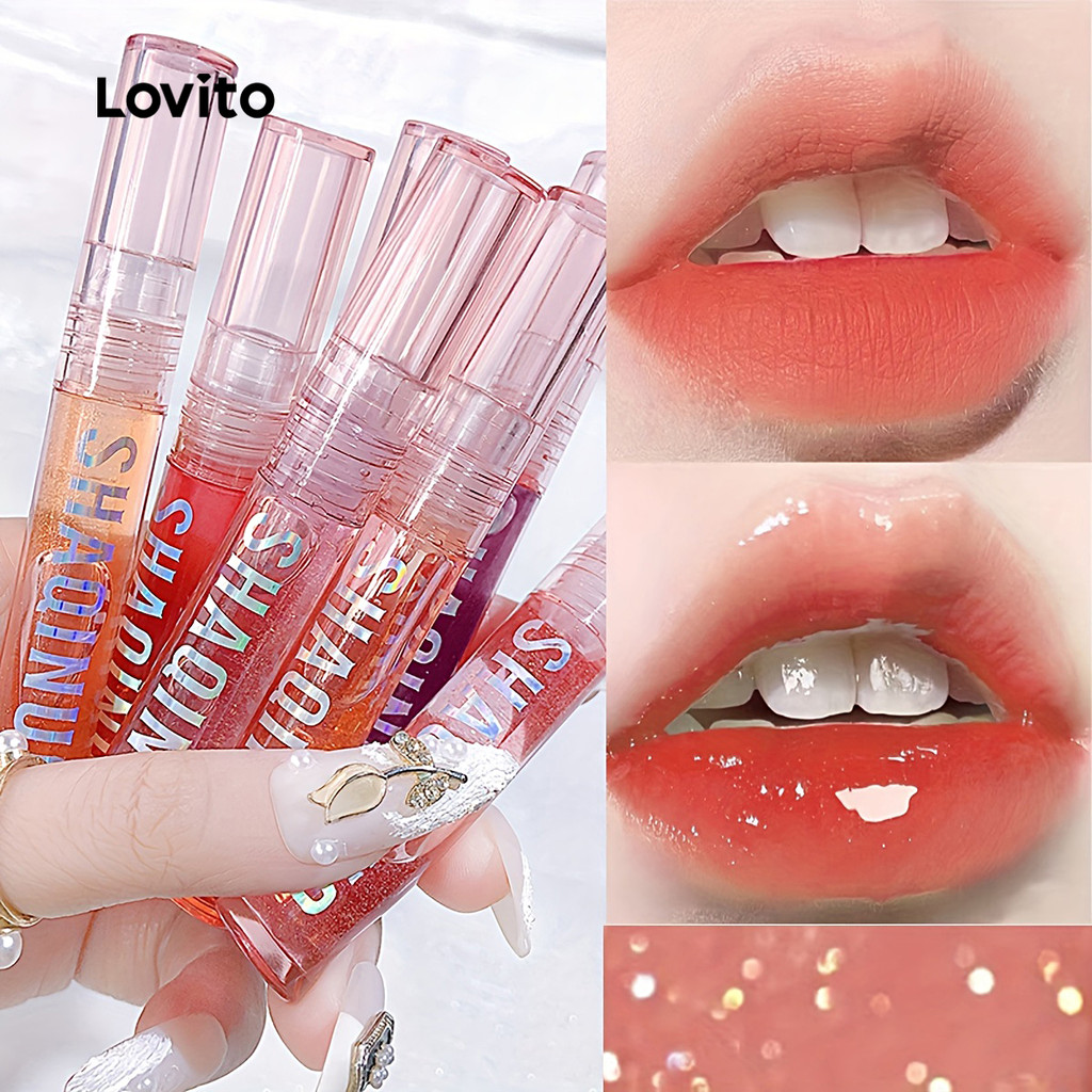 Lovito Brilho Labial Liso Casual, Vidro Transparente, Hidratante E Cuidado Labial Para Mulheres LCS09063 em Oferta na Shopee