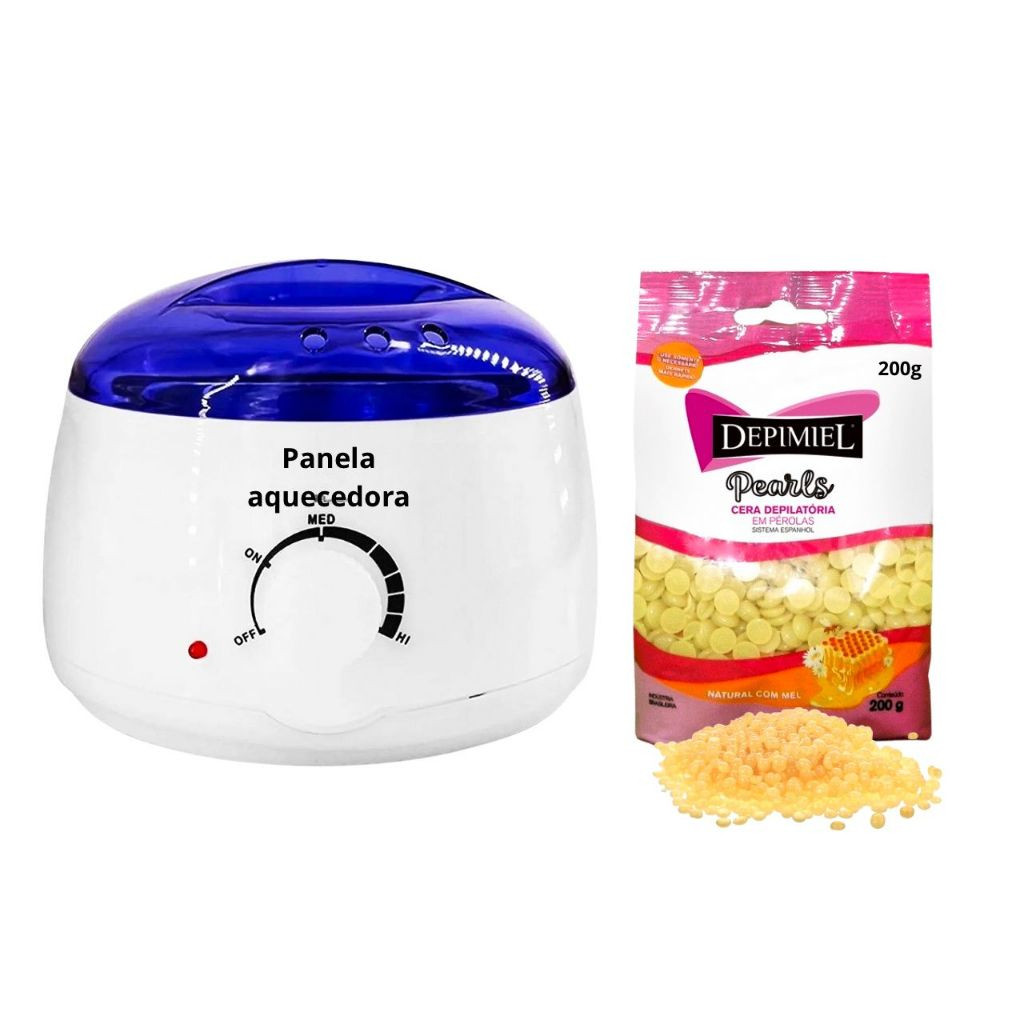 Panela Elétrica Aquecedora Cera Aloe Vera ou Mel cperolizada Quente Cera Depimiel 200g