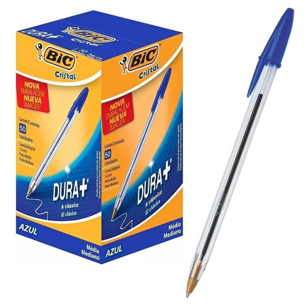 Caneta Esferografica Bic Cristal Dura Mais 1.0mm AZUL com 50 Unidades - Bic