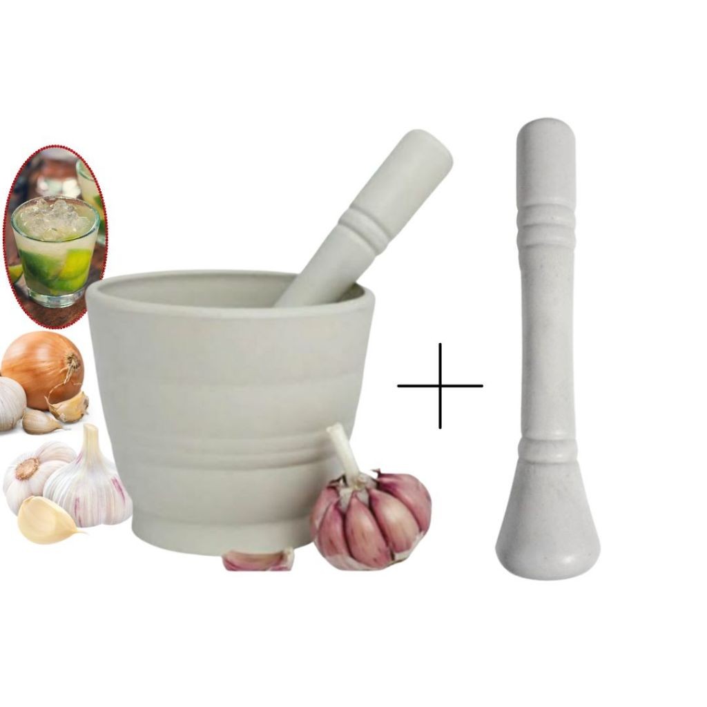 Pilão Socador Branco Plástico Grande Reforçado Caipirinha Amassador Esmagador Cozinha