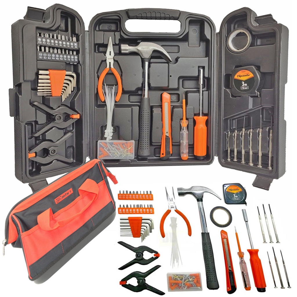 Kit Completo Oficina Móvel Profissional 129 Peças Sparta com  Bolsa 14 Bolsos 30x19x24cm MTX em Oferta na Shopee