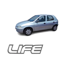 Adesivo Emblema LIFE Celta 2003 a 2006 Corsa 2003 a 2006 Transparente Contorno Grafite