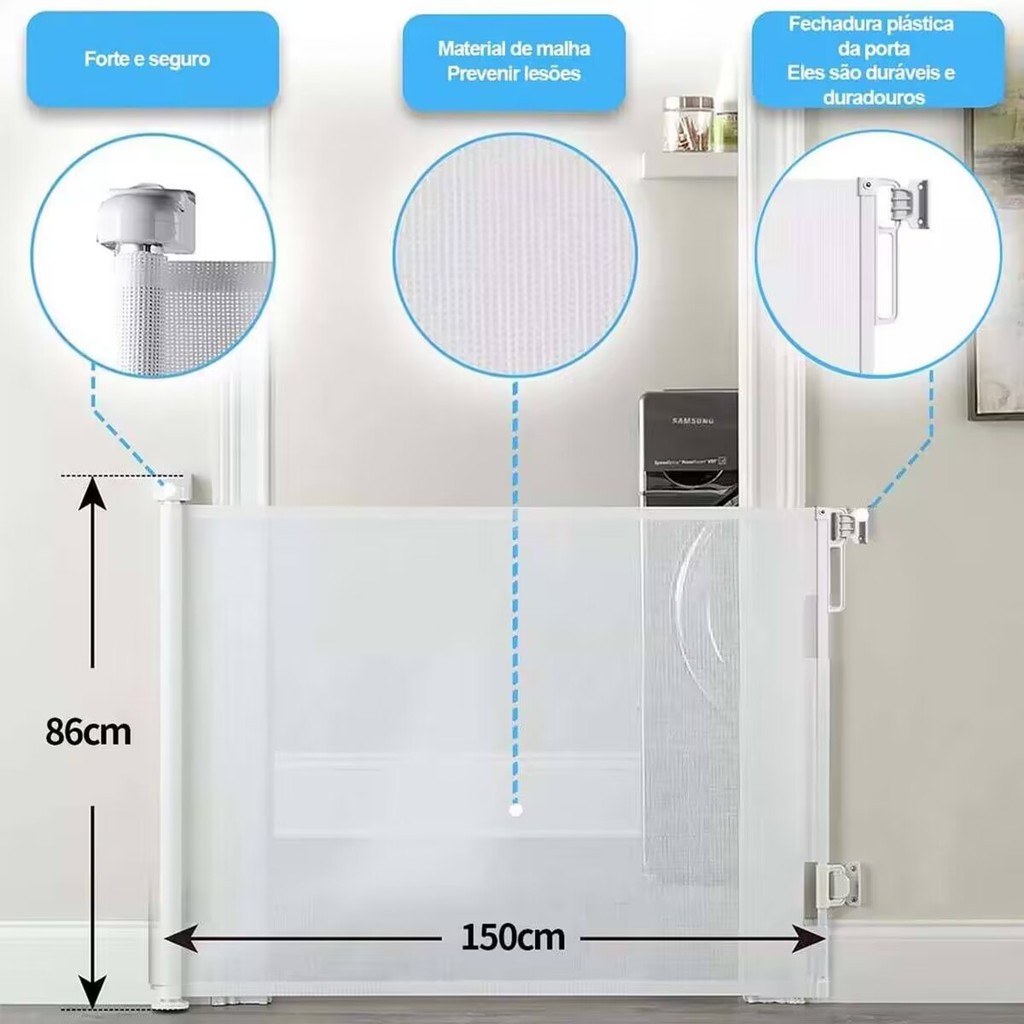 Adequado para porta de segurança retrátil do bebê adequada para cães e animais de estimação corrimão de escada Ultra lar