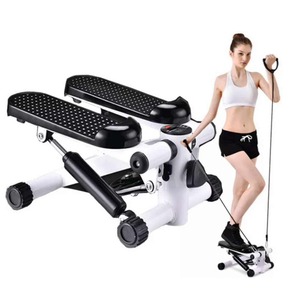 Mini Stepper Step simulador de Caminhada Ginástica com Elástico regulagem intensidade Visor LCD