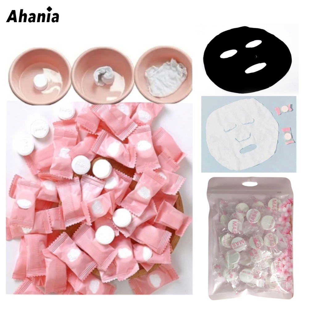 30 Máscara Desidratada Comprimido Compactada Facial Para Hidratação Limpeza de Pele Branco/Preto,Portatil Descartável